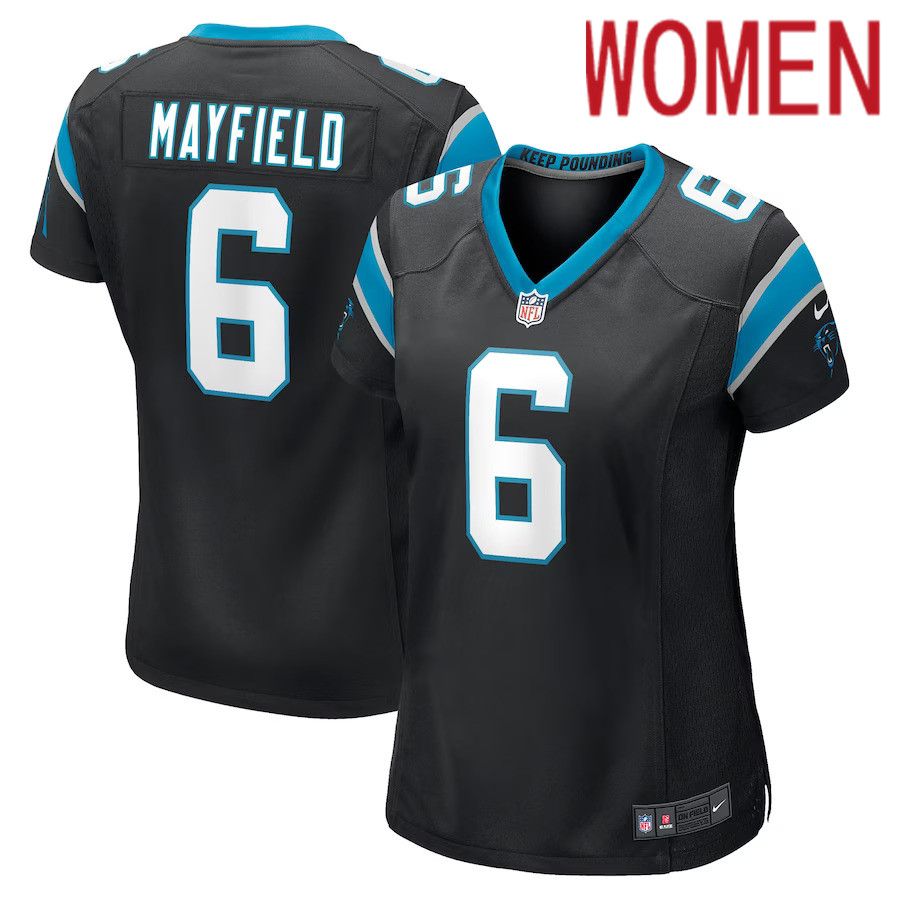 Women Carolina Panthers #6 Baker Mayfield Nike Black Home Player Game NFL Jersey